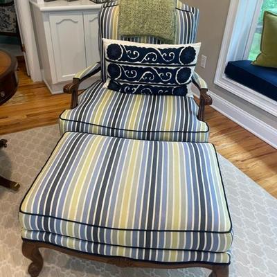 Ethan Allen Harris Club Chairs with Coordinating Harris Ottomans (2 available)