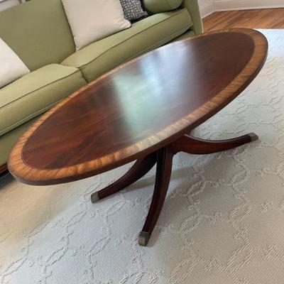 Ethan Allen Elliptical Mahogany Table. 48” W x 30” d x 19”h
