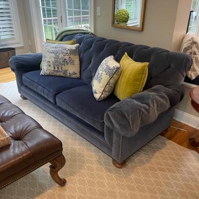 Ethan Allen Chadwick Sofa with Nailhead Trim and  Custom Navy Fabric (2 available)  85" W x 42" D x 36" H