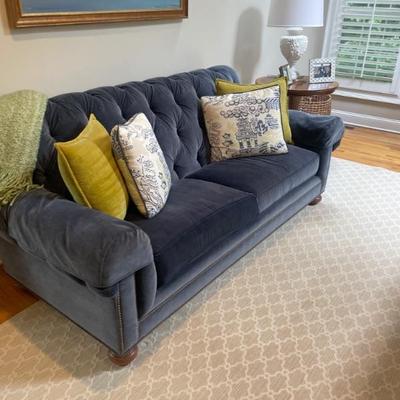 Ethan Allen Chadwick Sofa with Nailhead Trim and  Custom Navy Fabric (2 available)  85" W x 42" D x 36" H