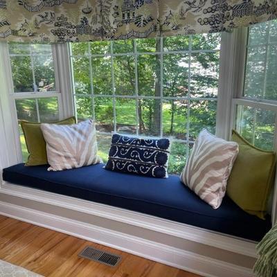 Assorted throw pillows from Pottery Barn, Ethan Allen and custom