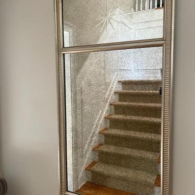 Ethan Allen Antique Silver Cut Star Mirror,  28” W x 52” H