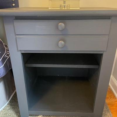 Painted Wood 1 drawer nightstand with shelving 25” H x 16” D x 21” W