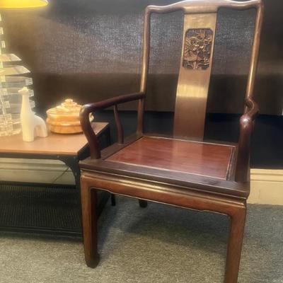 Chinese  Hand Carved Rosewood Chippendale Chair $245