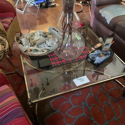 Hammary brass and glass table square 