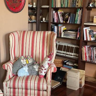 Wing chair , with stuffed kittys