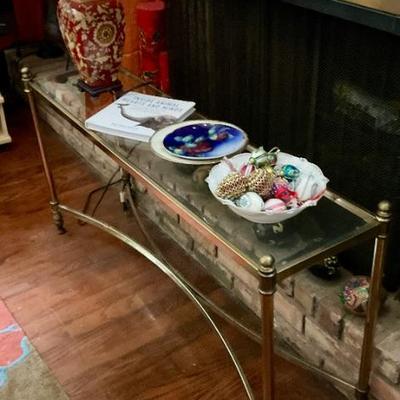 Brass and glass side table