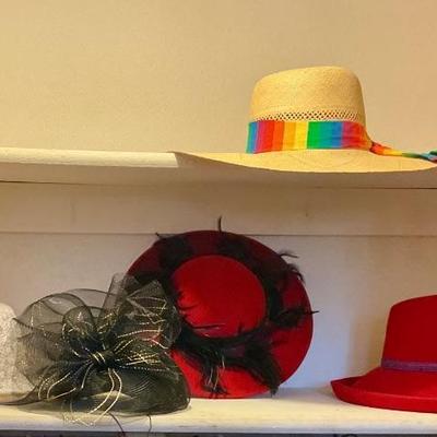 Hats, red hats, straw hats