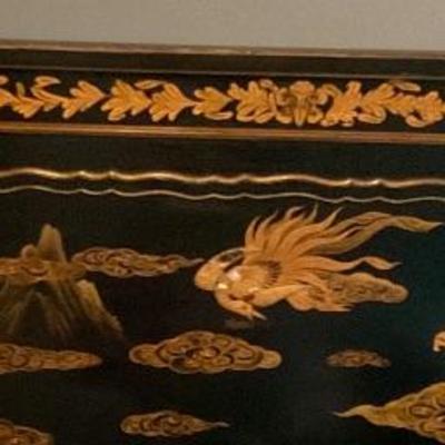 Detail of Japaned headboard