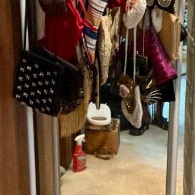 Lots of purses, several snake skin