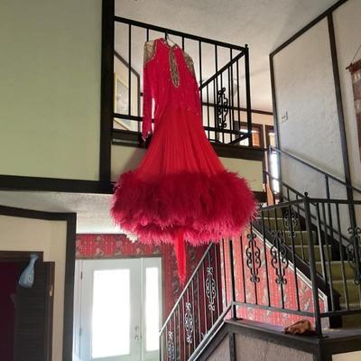 Ostrich feather trimmed Dancing dress
