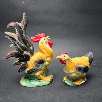 antique chicken and rooster