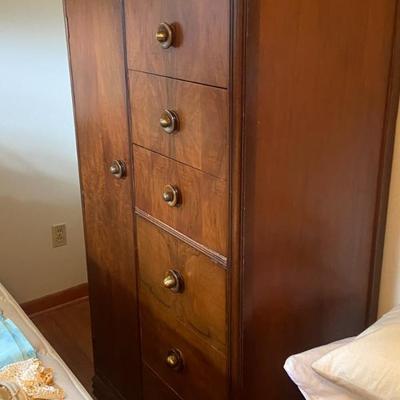 Waterfall half armoire/gents dresser with cubbies