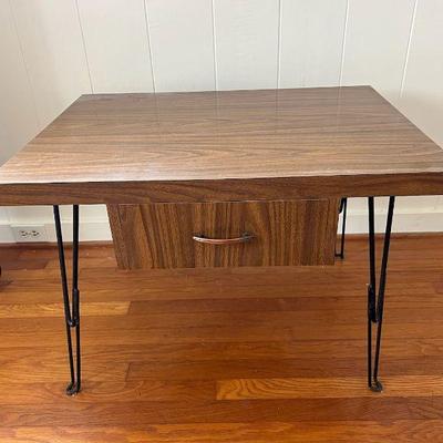 NVN037- Wooden Side Table With Metal Legs