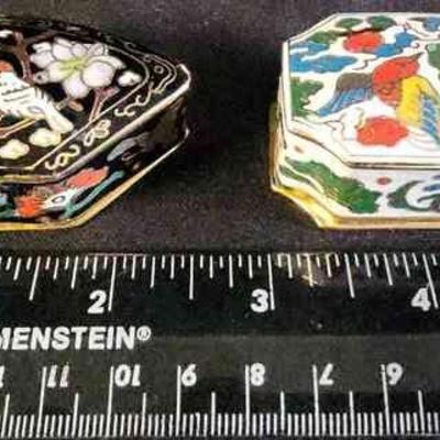 NVN108 - Pair Of Vintage Cloisonne Snuff Boxes 
