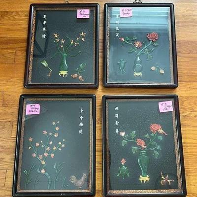 NVN027- (4) Vintage Stone Design Lacquered Shadow Boxes 