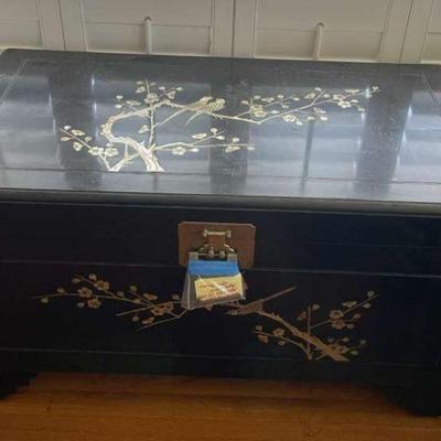 NVN084- Wooden Chest With Asian Design 
