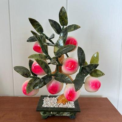 NVN160- Decorative Stone & Glass Peach Tree Bonsai