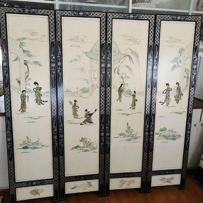 NVN166 - 4-Panel Asian Themed Room Divider 