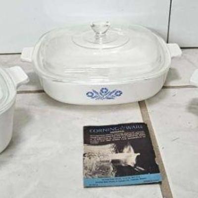 NVN179-3 Piece Set Of Corning Ware Casserole Dishes With Lids 