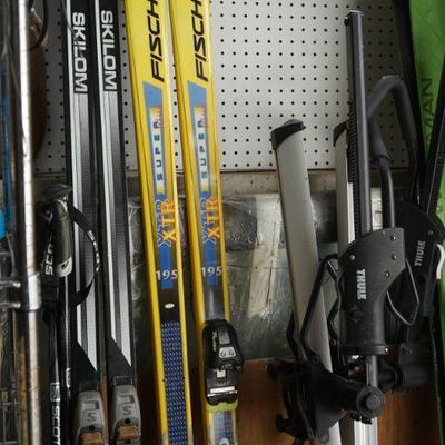 Down hill and cross county skiis