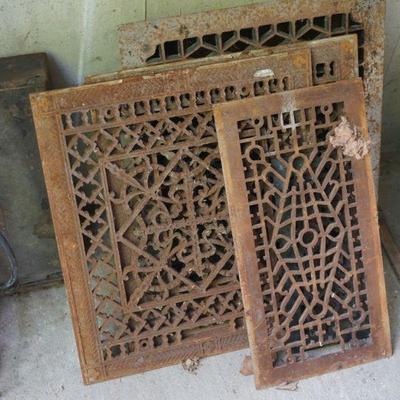antique floor grates of various sizes 