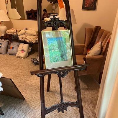 Carved wood easel