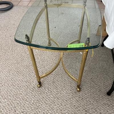 Beveled glass and brass-mid century