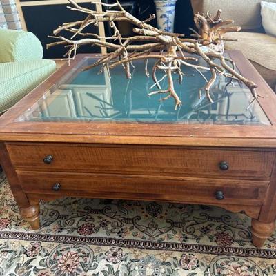 Ethan Allen coffee table with display drawer