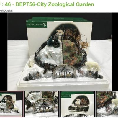 Lot # : 46 - DEPT56-City Zoological Garden
Landmarks of New York City, 7 piece set including polar bears in wintery scene, apes in...
