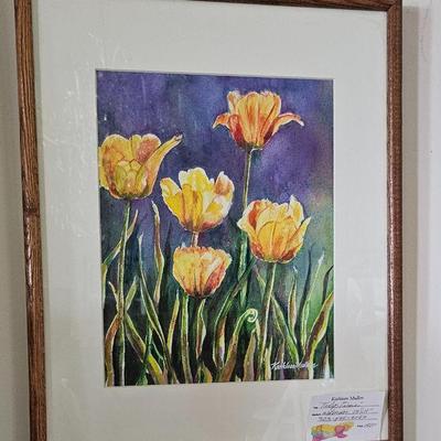 #3) " Tulip Time" Original Watercolor 14" x 11"