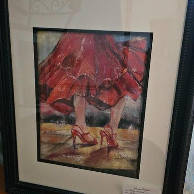 #14) " Lady in Red" Original Pastel on Sanded Paper 14"x 10"