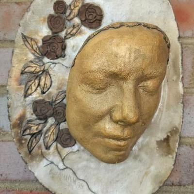 Kathleen Mullen- Raku- Masked Wall Vase