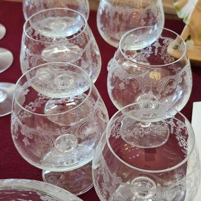 Bohemin Crystal -Queen's Lace Brandy Sniffers