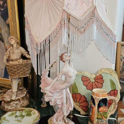 OK Collection Ballerina Lamp w/ Satin Beaded Shade