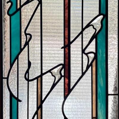 Leaded Stained Glass Window Or Wall Art 