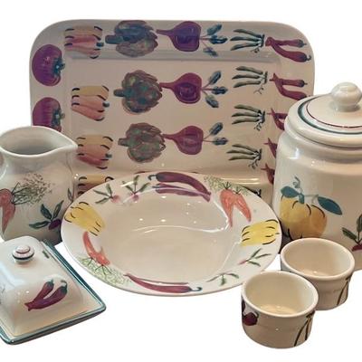 Hartstone USA Farmers Market Serving Pieces - Tray, Bowl, Canister, Butter, Pitcher, Condiment Bowls