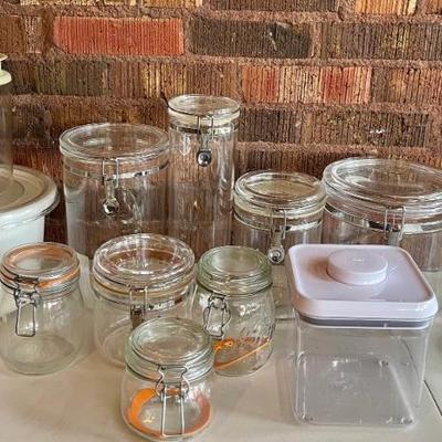 Assorted Plastic And Glass Storage Containers - Click Clack, Tupperware, Oxo, Hammarplast, And More