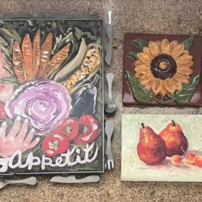 Kitchen Decor - Nancy Thomas Bon Appetit Wall Hanging, Austria Plate, Ceramic And Wine Hangings