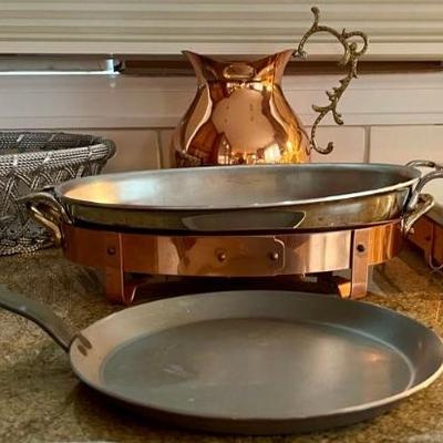 Fabrique France No. 22 Skillet, Alclad Baking Dish, Apilco Casserole With Copper Base, Silver Metal Bowl, Etc.