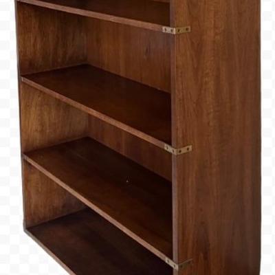 Vintage 4 Tier Wooden Book Shelf With Brass Trim