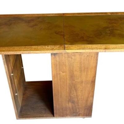 Mid Century Modern Copper Clad Drop Leaf Rolling Cart (As Is)