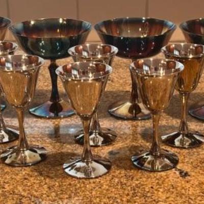 Set Of (6) El Delberti Italy Silver Plate 4.5" Fluted Goblets With (8) F. B. Rogers 4.25" Goblets