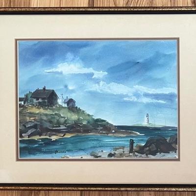 Signed Janncke Framed Sea Side Watercolor