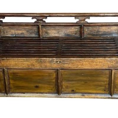 Antique Intricate Hand Carved 90 Inch Bench 