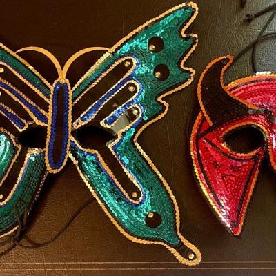 Pair Of Gypsy Renaissance Devil And Butterfly Sequence Masks 