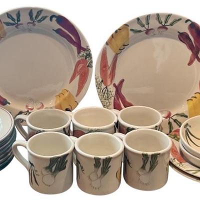 Partial Set Of Hartstone USA Farmers Market - Mugs, Side Plates, Bowls, And Dinner Plates