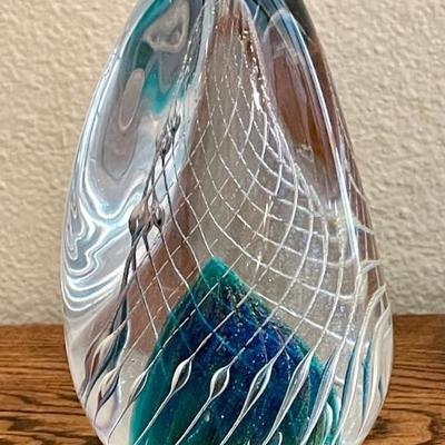 Signed Hand Blown Art Glass Paper Weight - MS 1994 