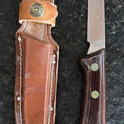 Western USA S-W764 Fixed Blade Knife With Leather Sheath 