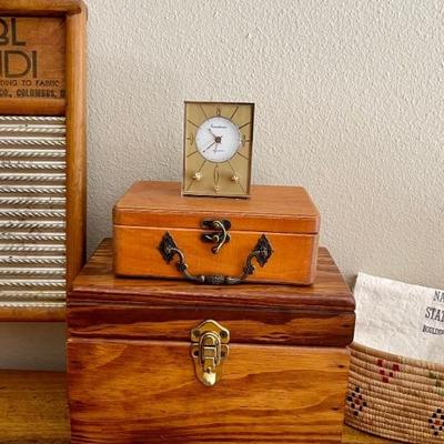 Double Handy Antique Washboard, Wood Box, Remembrance MCM Clock, Shut The Box Game, And More